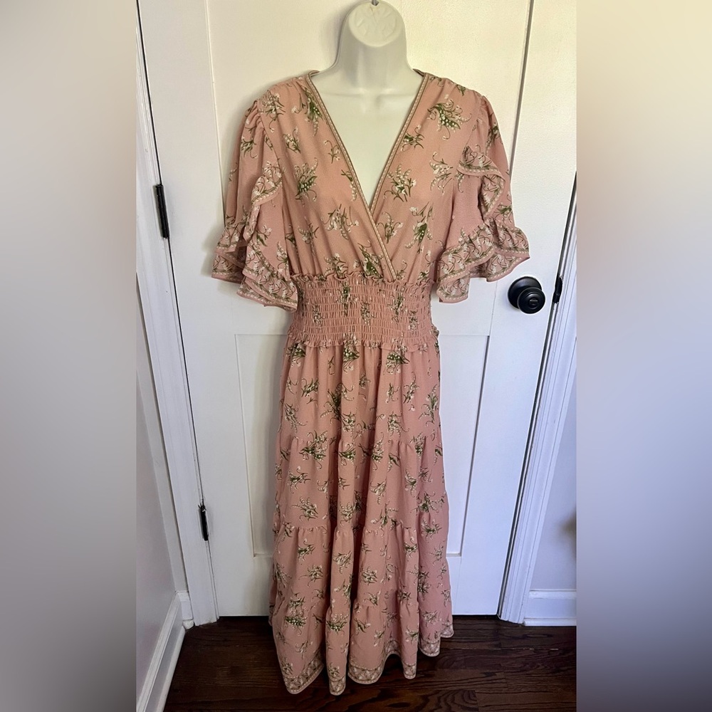 Max Studio Blush Floral Maxi Dress